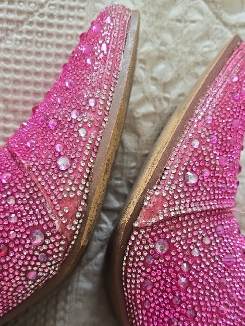 Hot Pink Rhinestone Cowgirl Western Sparkly Ankle Boots Size 7 - Picture 5 of 10